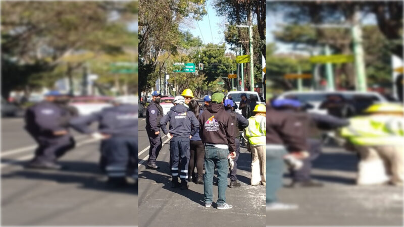 Evitan caída de un poste de CFE en  Coyoacán