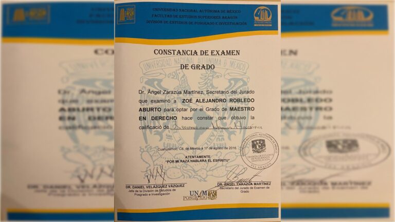 Otro caso raro en la titulación de un alumno de la FES Aragón, de la UNAM. Apenas unos días después de que el 17 de agosto de 2016 el C. Ángel Zarazúa Martínez encabezó como secretario de Jurado de Examen de Grado de Zoé Robledo como Maestro en Derecho, el catedrático recibió su premio: fue propuesto por el entonces senador del PRD y hoy director general del IMSS para ser magistrado del Tribunal Electoral del Poder Judicial de la Federación (TEPJF)
