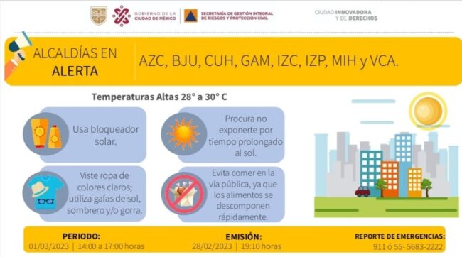 Activan alerta amarilla por altas temperaturas en 8 Alcaldías