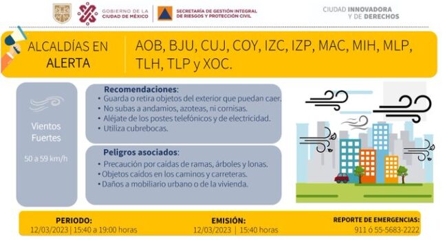 alerta amarilla vientos fuertes