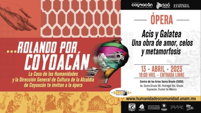 Invitan a la ópera “Acis y Galatea” en Coyoacán