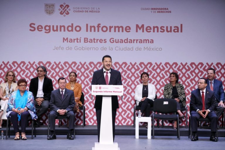 En la presentación de su “segundo informe mensual de actividades”, el mandatario Martí Batres reiteró que el Gobierno de la Ciudad de México trabaja de forma institucional y en un proyecto de transformación. FOTO: GCDMX