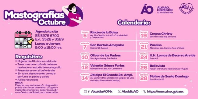 Invita Alcaldía ÁO a la Jornada de Mastografías