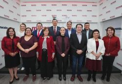 Clara Brugada se reunió este miércoles con la virtual candidata presidencial de su partido, Claudia Sheinbaum, junto con los otros coordinadores para la defensa de la transformas en las ocho entidades federativas en que se renovarán gubernaturas. FOTO: X / Brugada