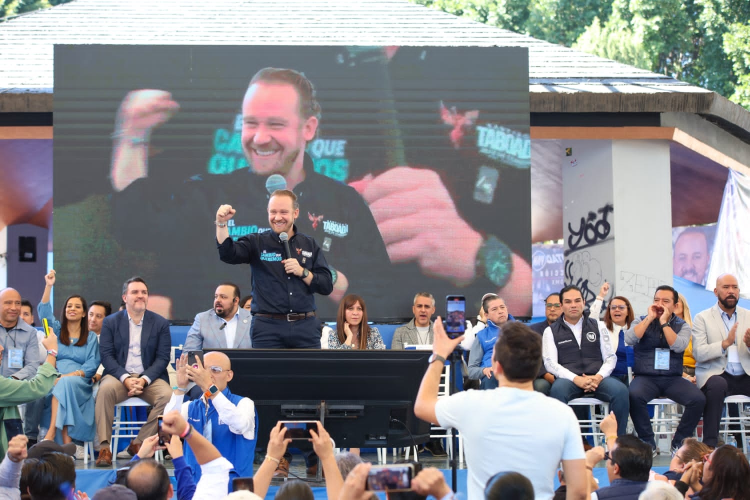 “No quedaron contentos con la elección de la candidata de enfrente (Brugada). No nos no nos rajamos, no nos vamos a detener”, expreso Taboada Cortina. FOTO: X / Taboada