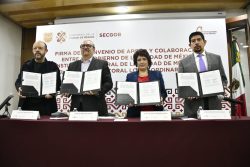 El Gobierno capitalino y el IECM suscribieron un convenio de colaboración con el objetivo de apoyar los trabajos de preparación del Proceso Electoral Local Ordinario 2023-2024 así como contribuir a la seguridad y desarrollo de la jornada electoral que se llevará a cabo el 2 de junio del 2024. FOTO: GCDMX