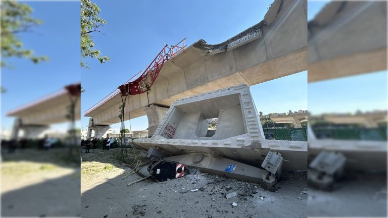 Primero colapsó el Metro capitalino, que cobró la vida de 26 personas, y este martes, se desplomó parte del Tren Interurbano México-Toluca “El Insurgente”, aún en construcción. Pareciera que las obras viales son el punto débil de la 4T. FOTO:  Alcaldía ÁO