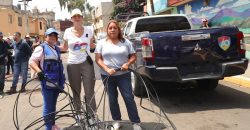 Desde el mes de noviembre de 2022 a la fecha se ha logrado la recuperación en calles y colonias de la demarcación de más de 70 toneladas de cable aéreo en desuso, así lo informó la alcaldesa Lía Limón. FOTO: Especial