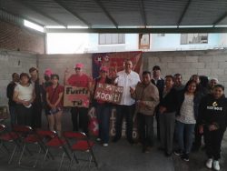 El candidato a la diputación federal por el Distrito 10, Humberto Aguilar Coronado “El Tigre”, asistió a un diálogo ciudadano en favor de la candidata a la presidencia de la República Xóchitl Gálvez Ruiz, realizado en San Antonio Cacalotepec, junta auxiliar de San Andrés Cholula. FOTO: Especial