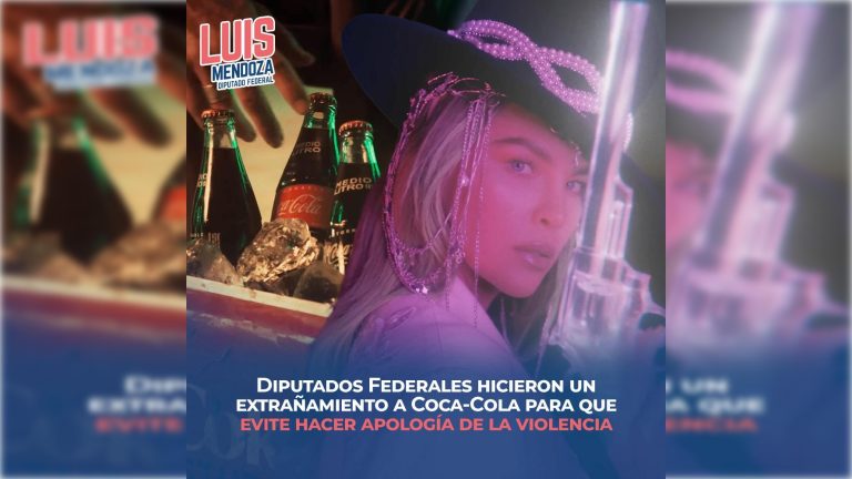 El Diputado Federal Luis Mendoza (PAN) e integrantes de la Comisión de Radio y Televisión de la Cámara de Diputados del PAN y MC hicieron un extrañamiento a la refresquera Coca-Cola a fin de que revisen sus políticas publicitarias y la legislación mexicana vigente para que eviten hacer apología de la violencia mediante el uso de armas de fuego. FOTO: Cámara de Diputados