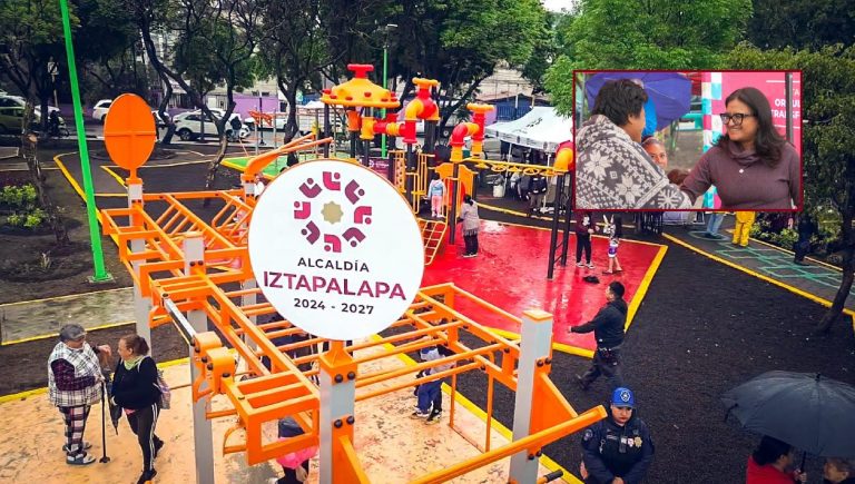 Para beneficio de toda la comunidad, pero en especial de las y los niños, la alcaldesa de Iztapalapa, Aleida Alavez Ruiz, entregó el renovado parque infantil de la colonia Ejército de Agua Prieta, fruto de la colaboración entre diversas áreas del gobierno local. FOTO: Especial
