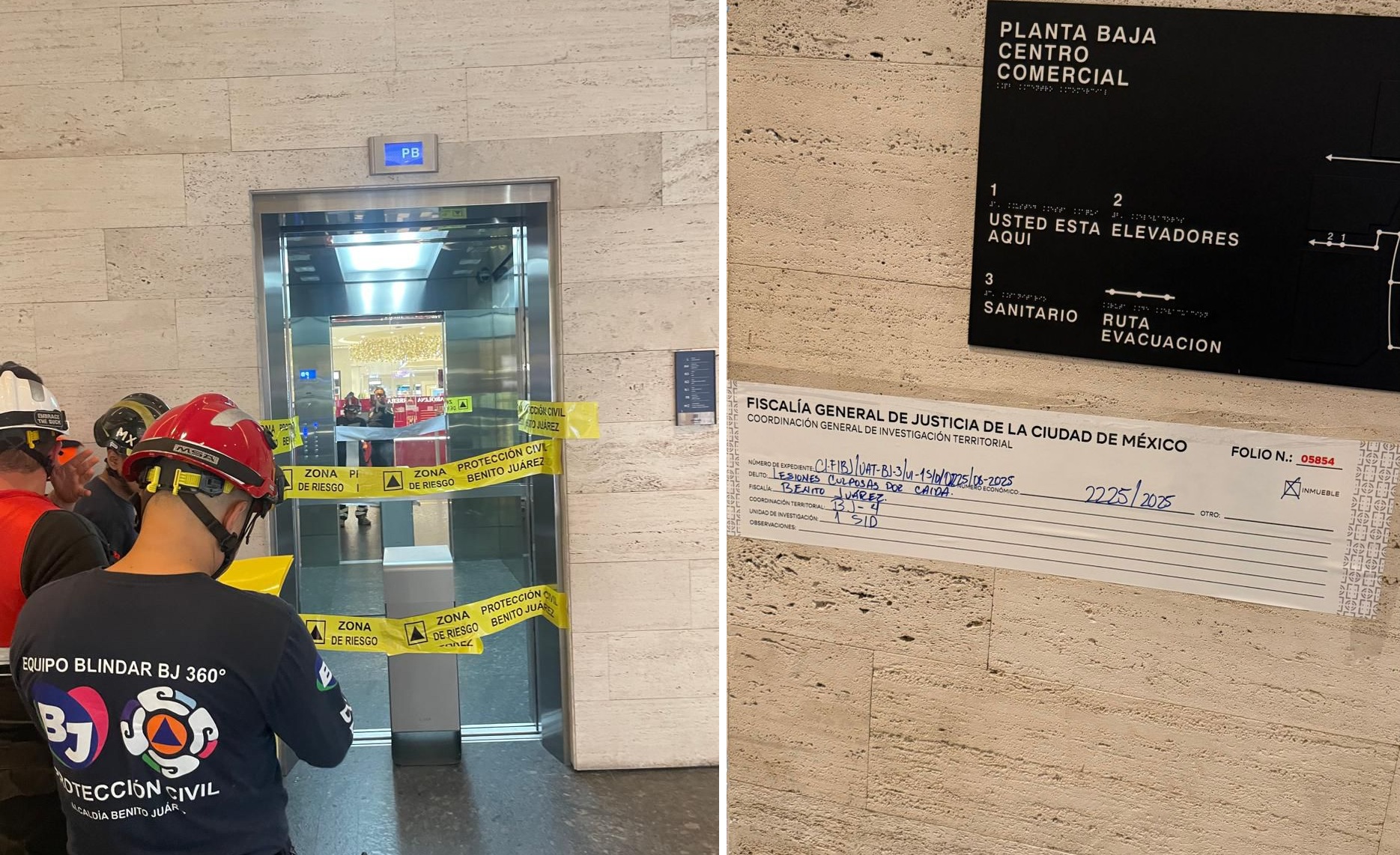 Suspende BJ actividades en Plaza Mitikah por caída de elevador