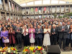 Embajadoras y embajadores de Guatemala, El Salvador, Honduras, Nicaragua y Costa Rica encabezaron la ceremonia inaugural, por el 204 aniversario de la Independencia de Centroamérica. FOTO: Especial
